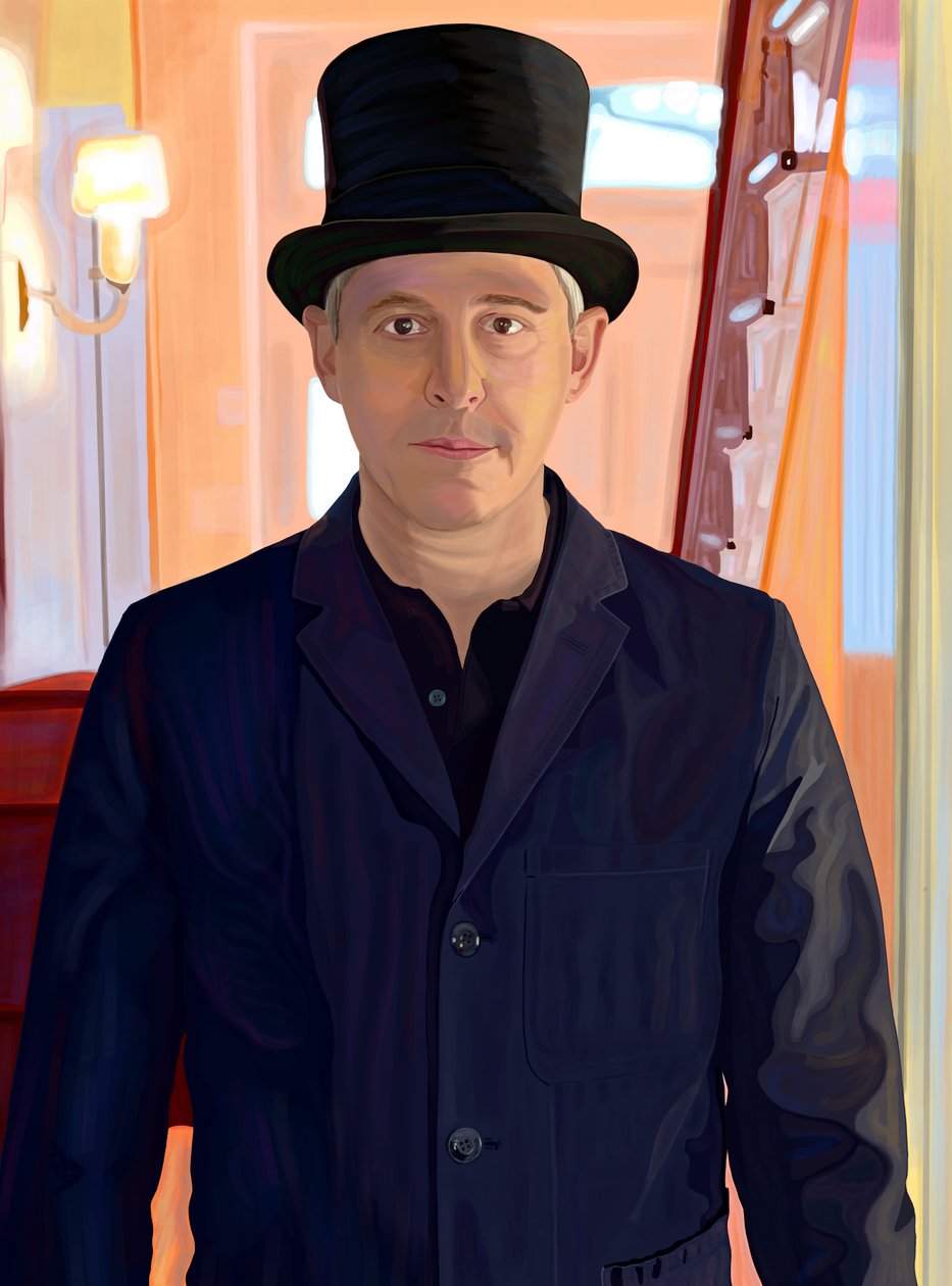 Autoportret w jeździeckiej nienawiści (grafika cyfrowa) autorstwa Evan Sklar