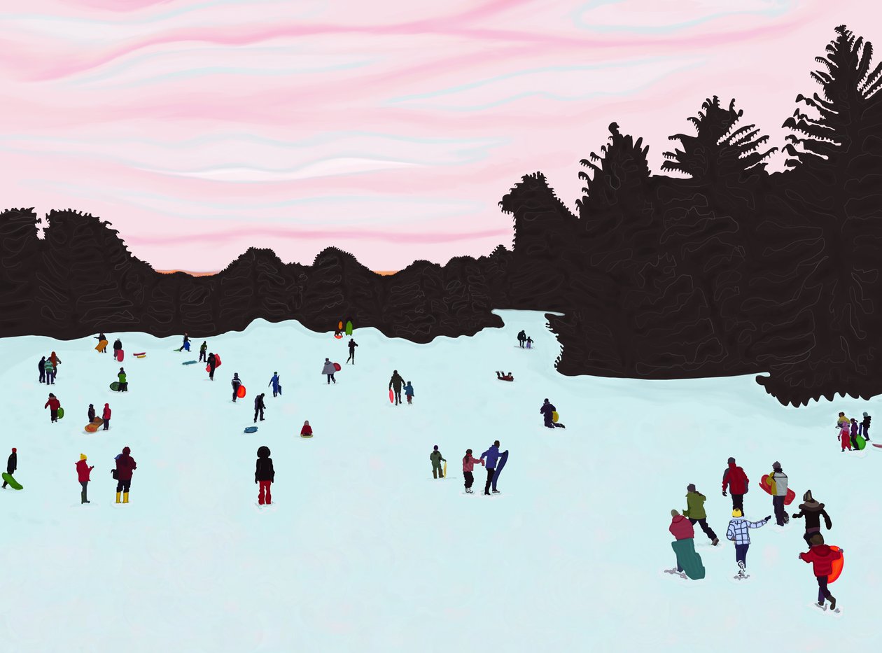 Sanki, Prospect Park (grafika cyfrowa) autorstwa Evan Sklar