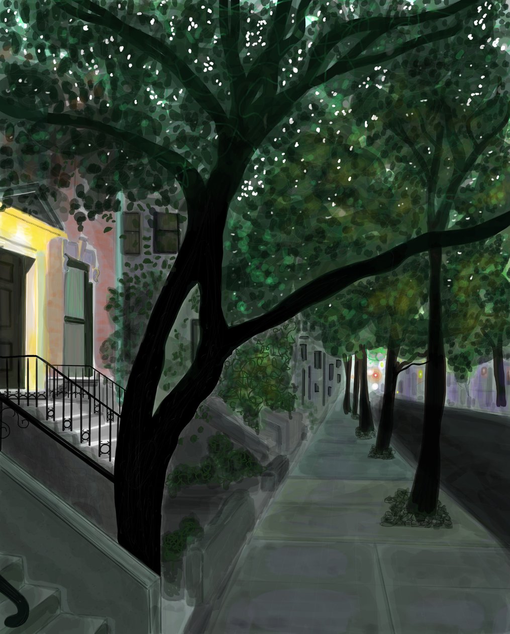 Top of Block, Brooklyn (grafika cyfrowa) autorstwa Evan Sklar