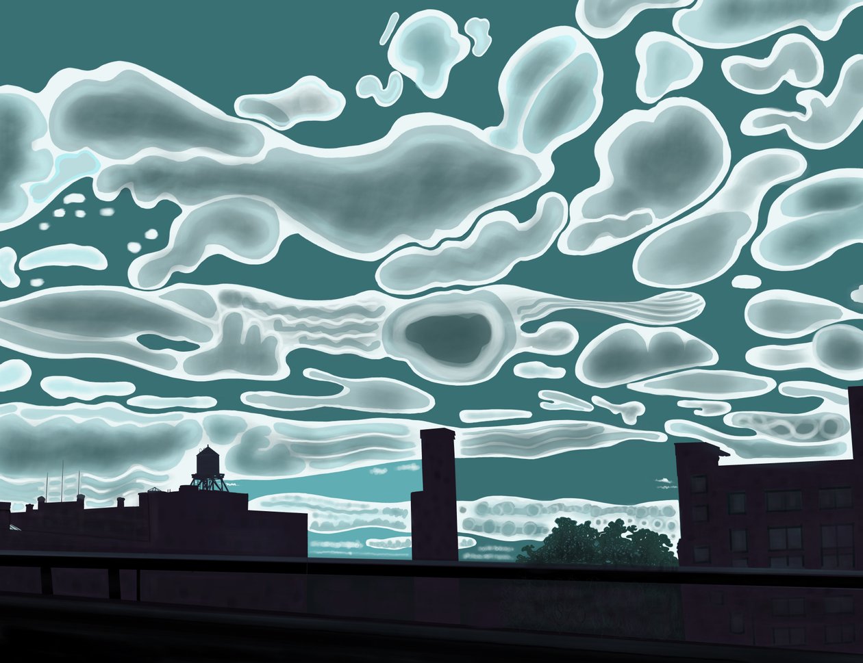 Widok z Bruckner Expressway (grafika cyfrowa) autorstwa Evan Sklar