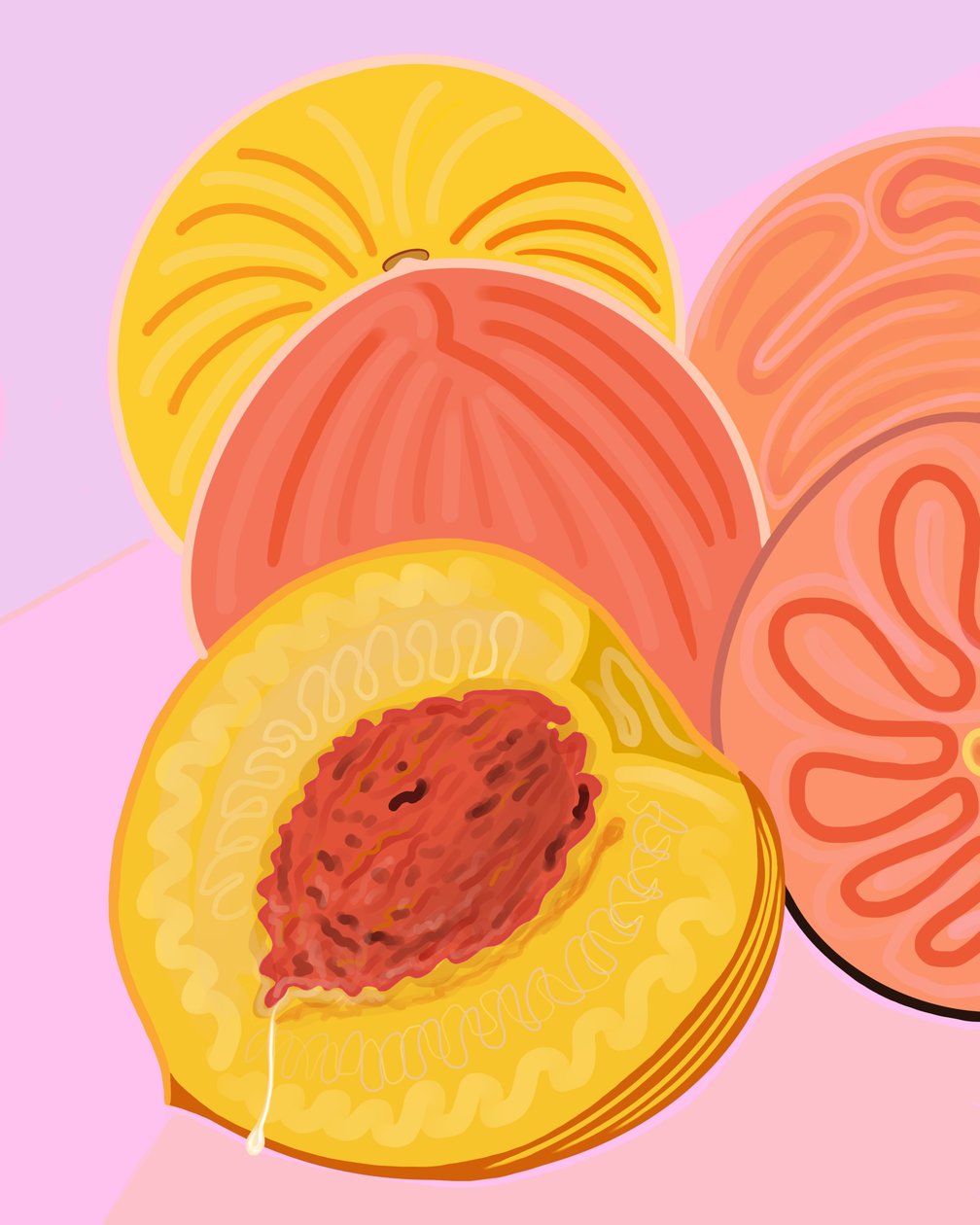 Wet Peach, Brooklyn (grafika cyfrowa) autorstwa Evan Sklar