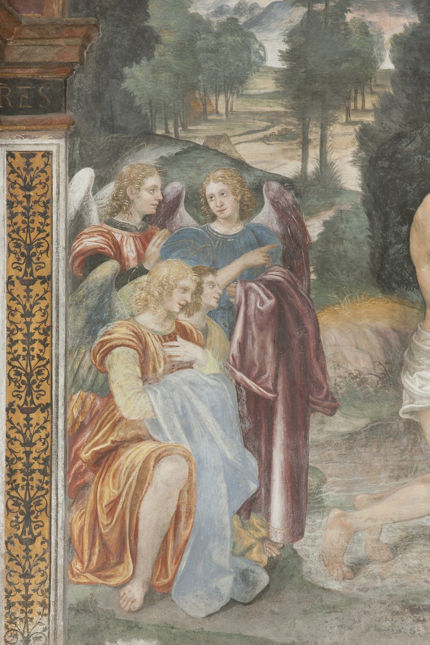 Chrzest Chrystusa, szczegół aniołów autorstwa Evangelista and Arcimboldi Luini
