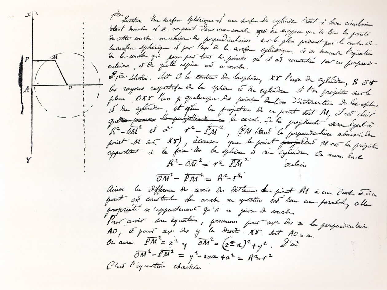 Początek skryptu egzaminacyjnego Galois na Concours General, 1829 autorstwa Evariste Galois