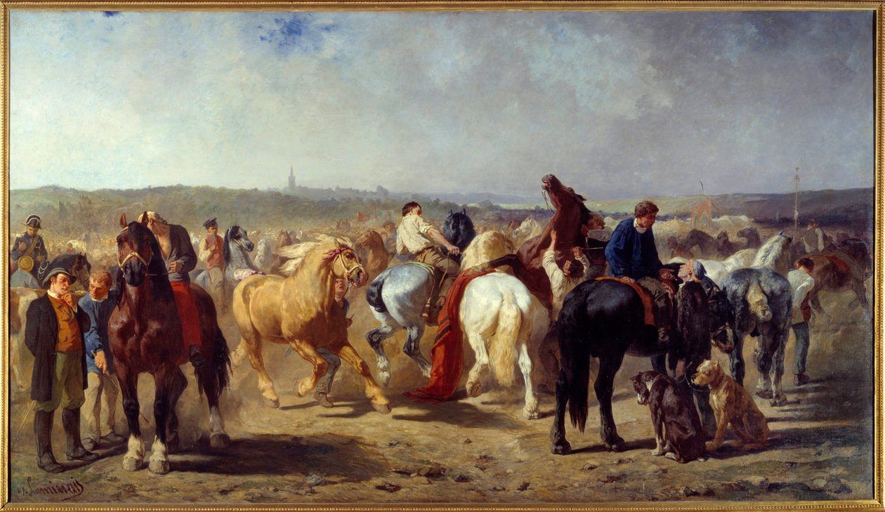 Obraz Jarmarku Końskiego autorstwa Evariste Luminais (1822-1896) 1861 Nantes, Muzeum Sztuk Pięknych autorstwa Evariste Vital Luminais