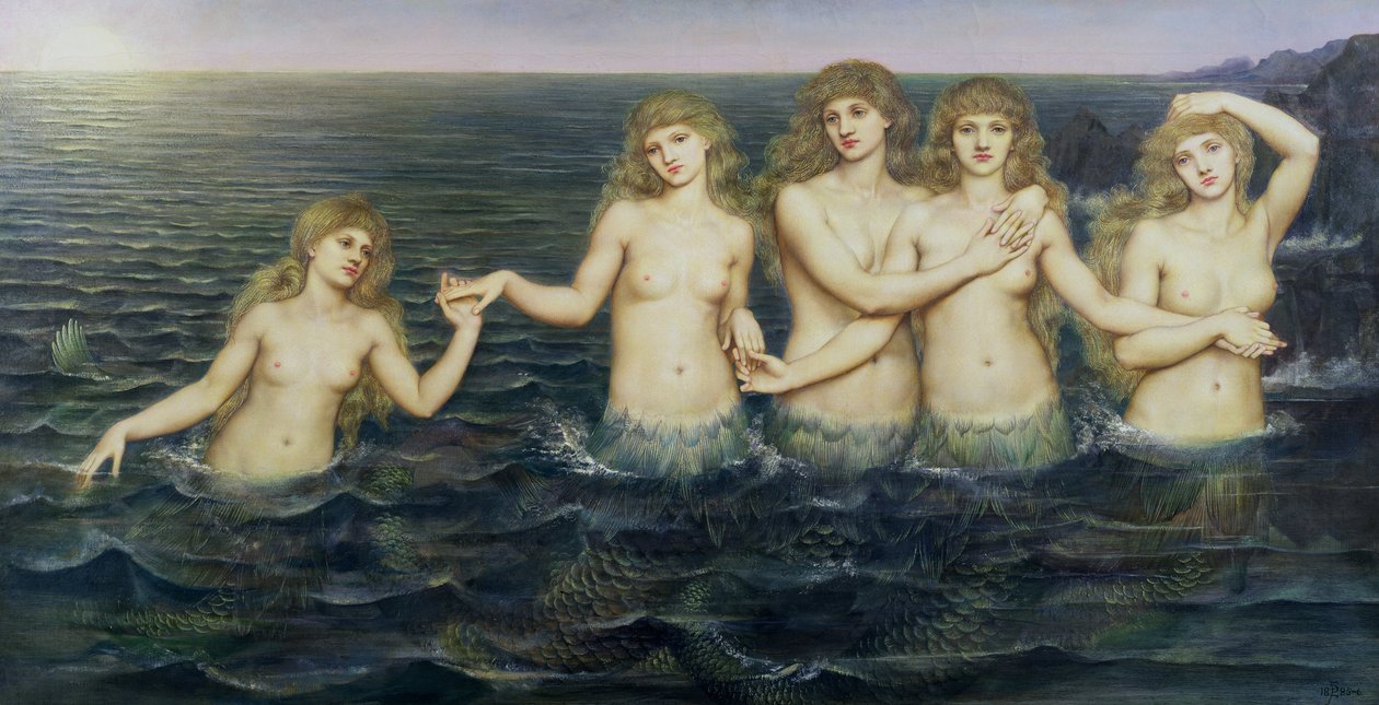 Panny morskie, 1885-86 autorstwa Evelyn De Morgan