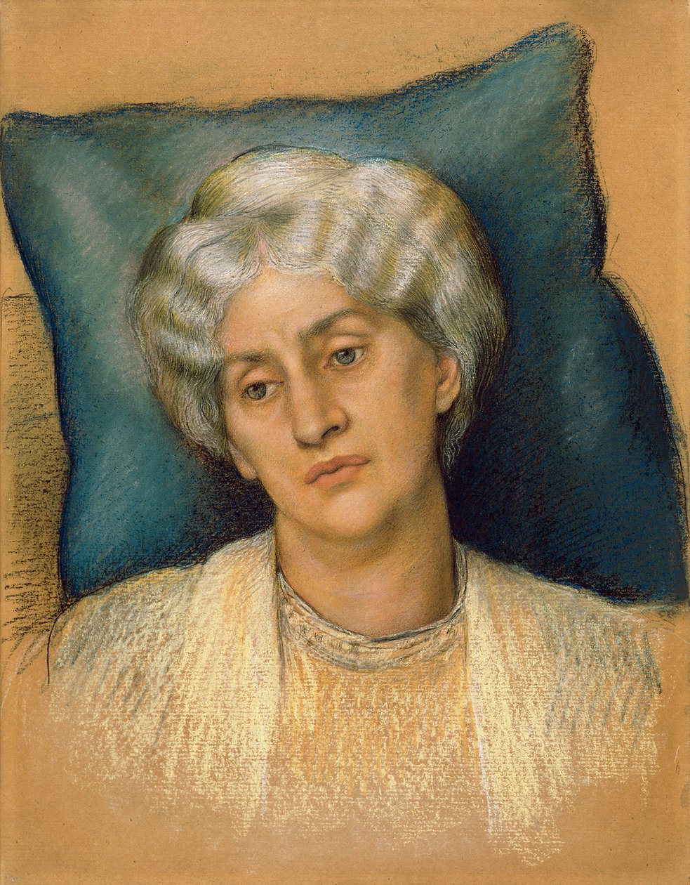 Studium do „Klepsydry”: portret pani William Morris. c.1904-05 (pastel na papierze) (badanie z 28828) autorstwa Evelyn De Morgan