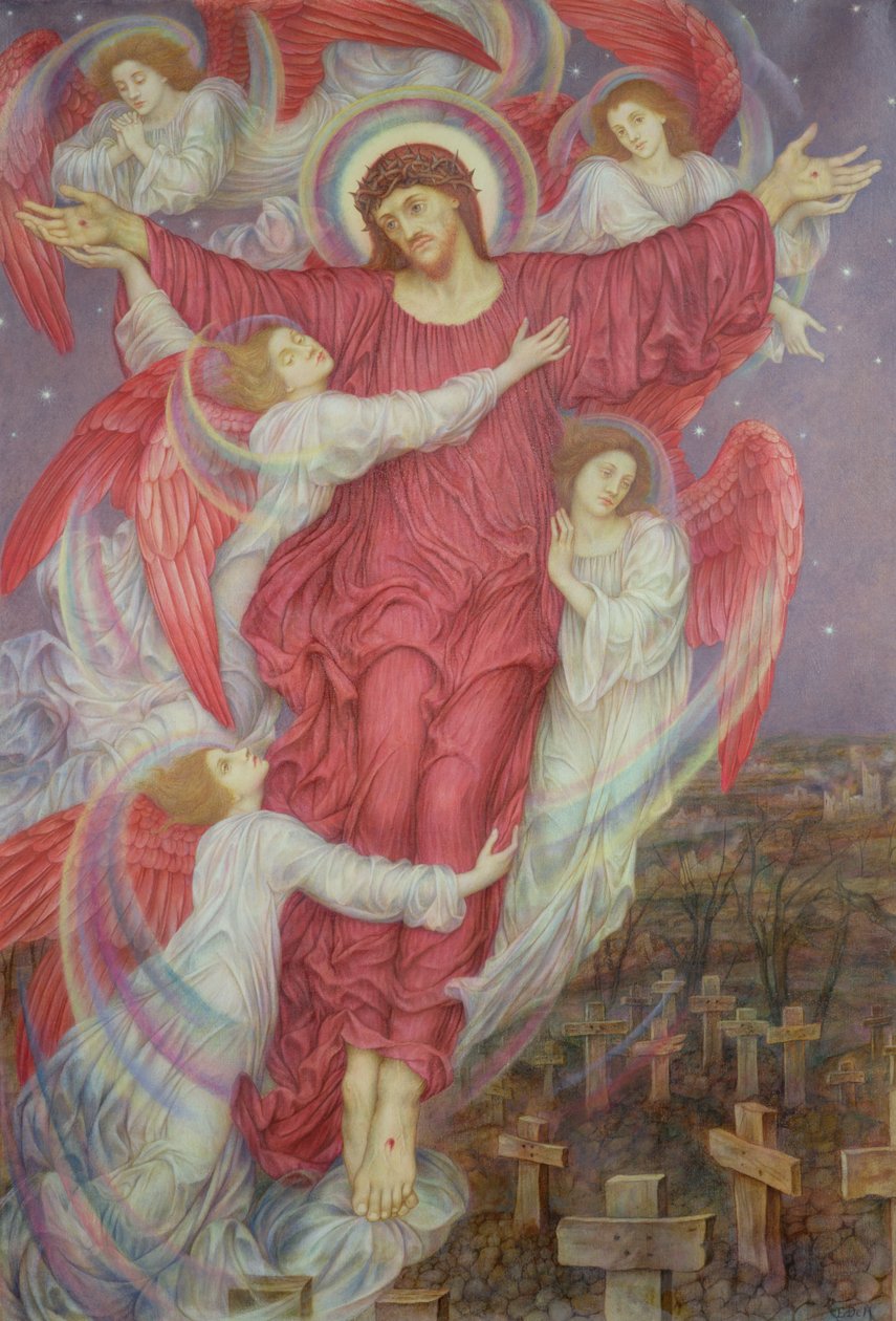 Czerwony Krzyż (alegoria grobów wojennych Flandrii), c.1916 autorstwa Evelyn De Morgan