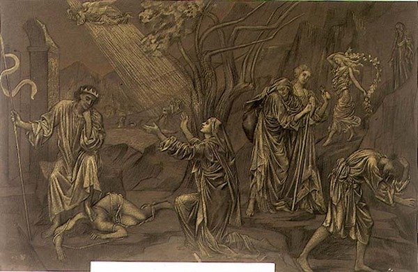 Dolina Cieni, ok. 1899 (pastel, kreda na papierze) autorstwa Evelyn De Morgan