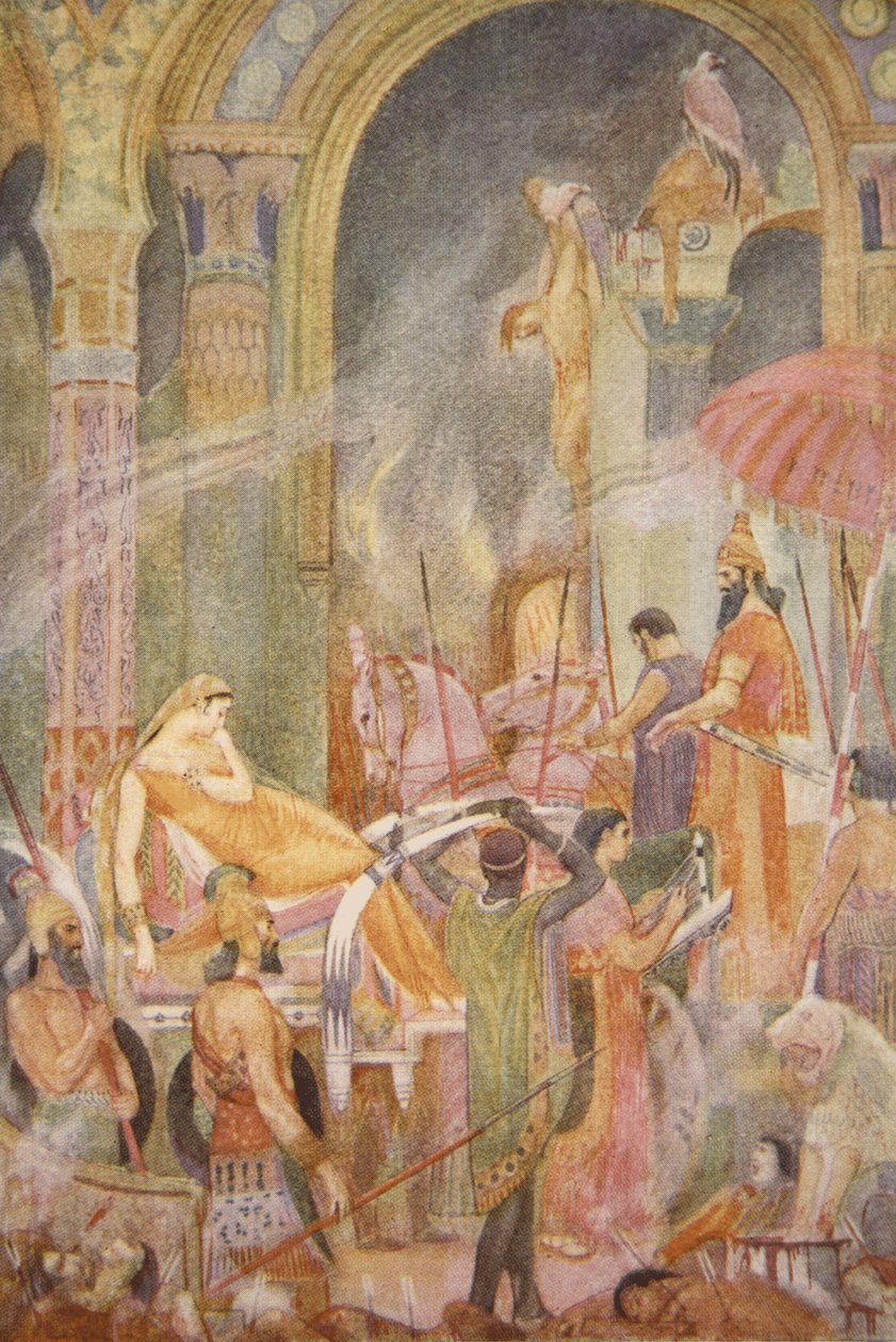 Schwytanie Sarrapanu przez Tiglatha-Pilesera II, ilustracja z „Mity i legendy Babilonii i Asyrii” Lewisa Spence
