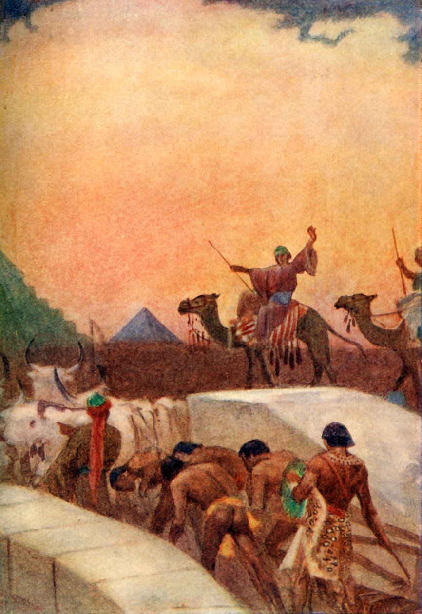 „Wożenie bloków kamiennych na piramidy”, 1915. autorstwa Evelyn Paul