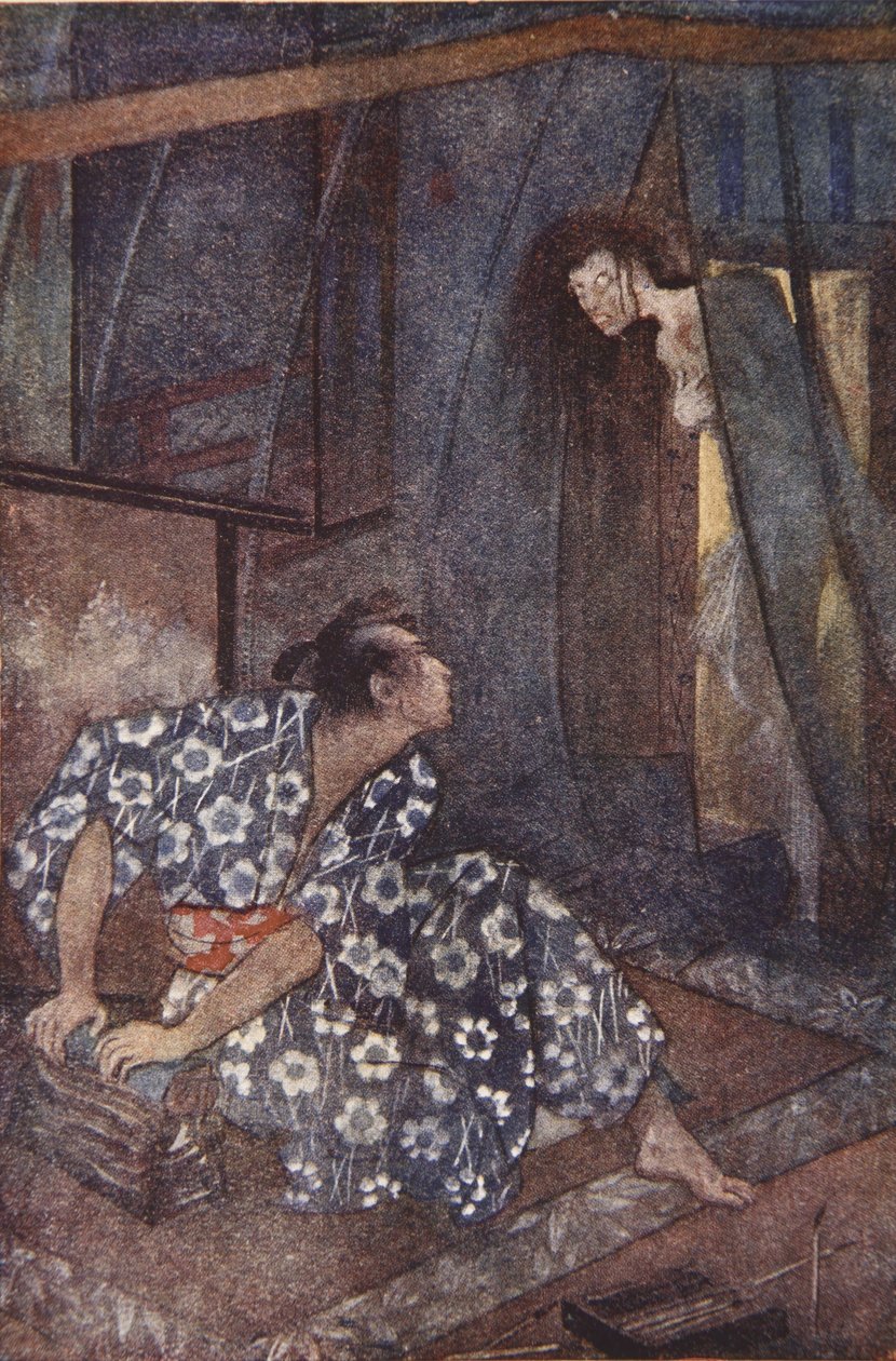 Kimi odnajduje spokój, ilustracja z „The Myths and Legends of Japan” F Hadlanda Davisa autorstwa Evelyn Paul