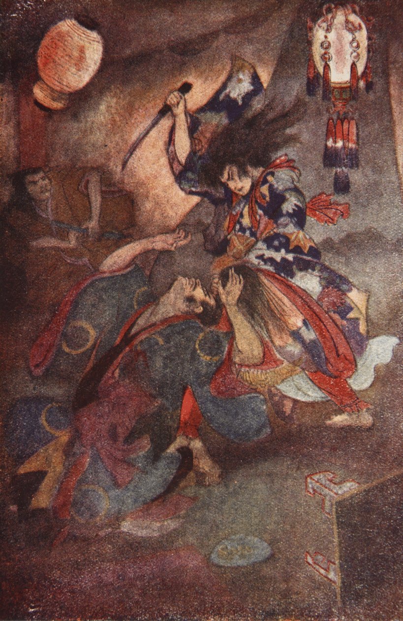 Książę Yamato i Takeru, ilustracja z „Mity i legendy Japonii” F Hadlanda Davisa autorstwa Evelyn Paul