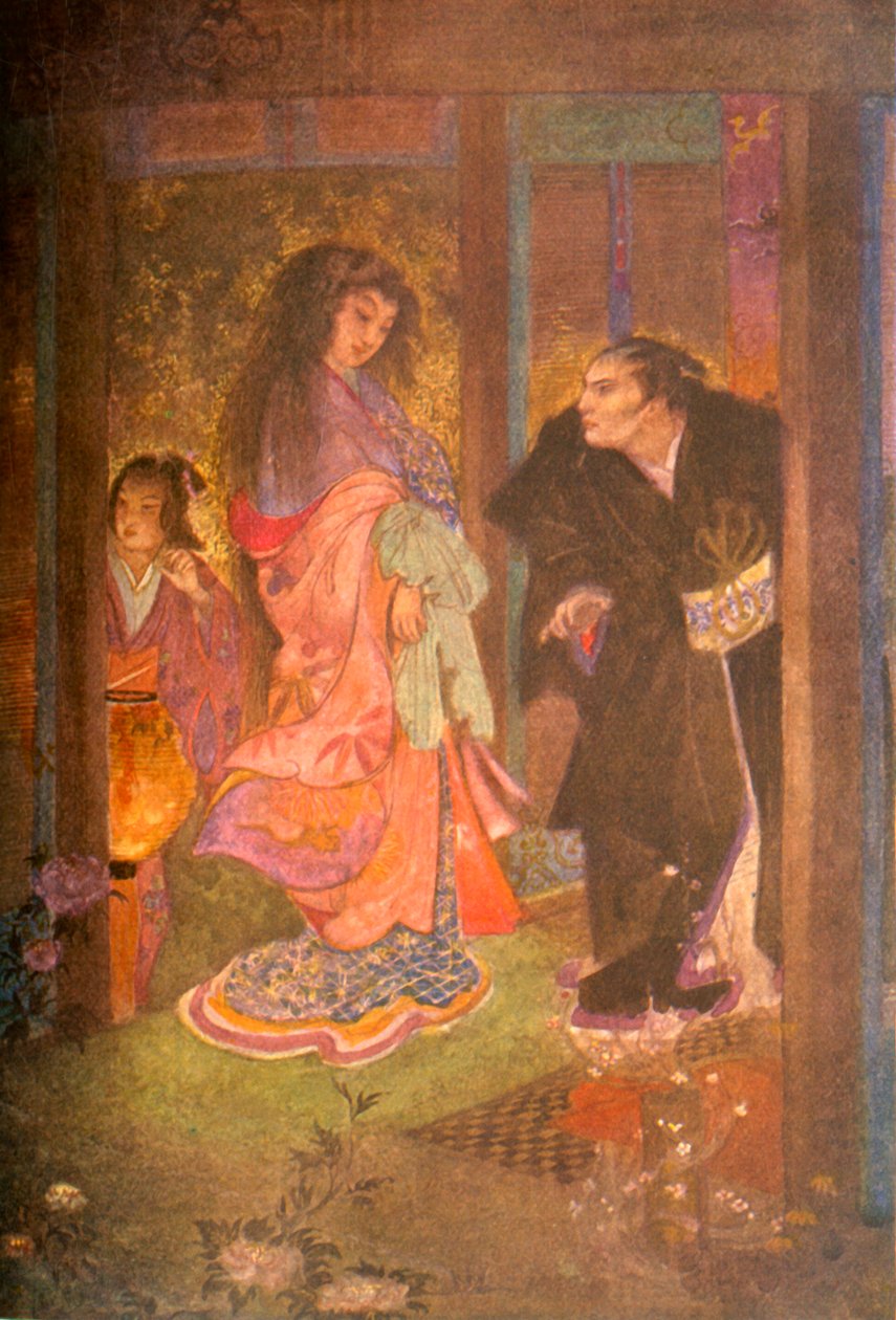 „Shinzaburo rozpoznał Tsuyu i jej służącą Yoné”, 1912. autorstwa Evelyn Paul