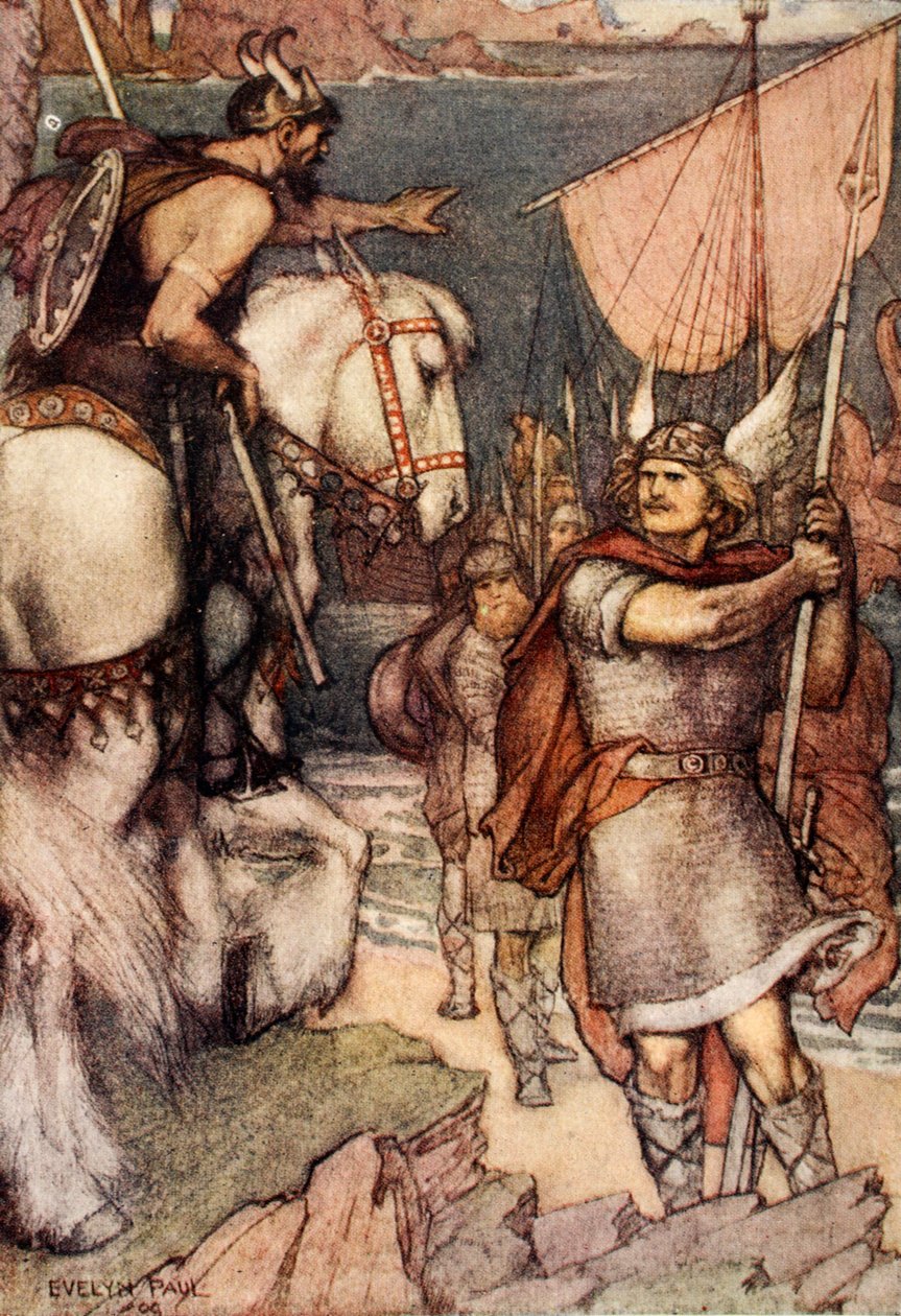 Strażnik rzuca wyzwanie Beowulfowi autorstwa Evelyn Paul