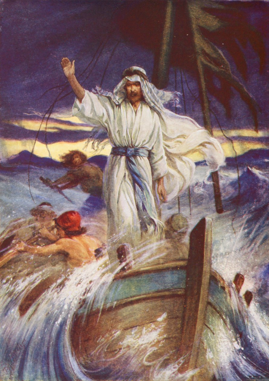 Jezus uciszający burzę (kolorowa litografia) autorstwa Evelyn Stuart Hardy