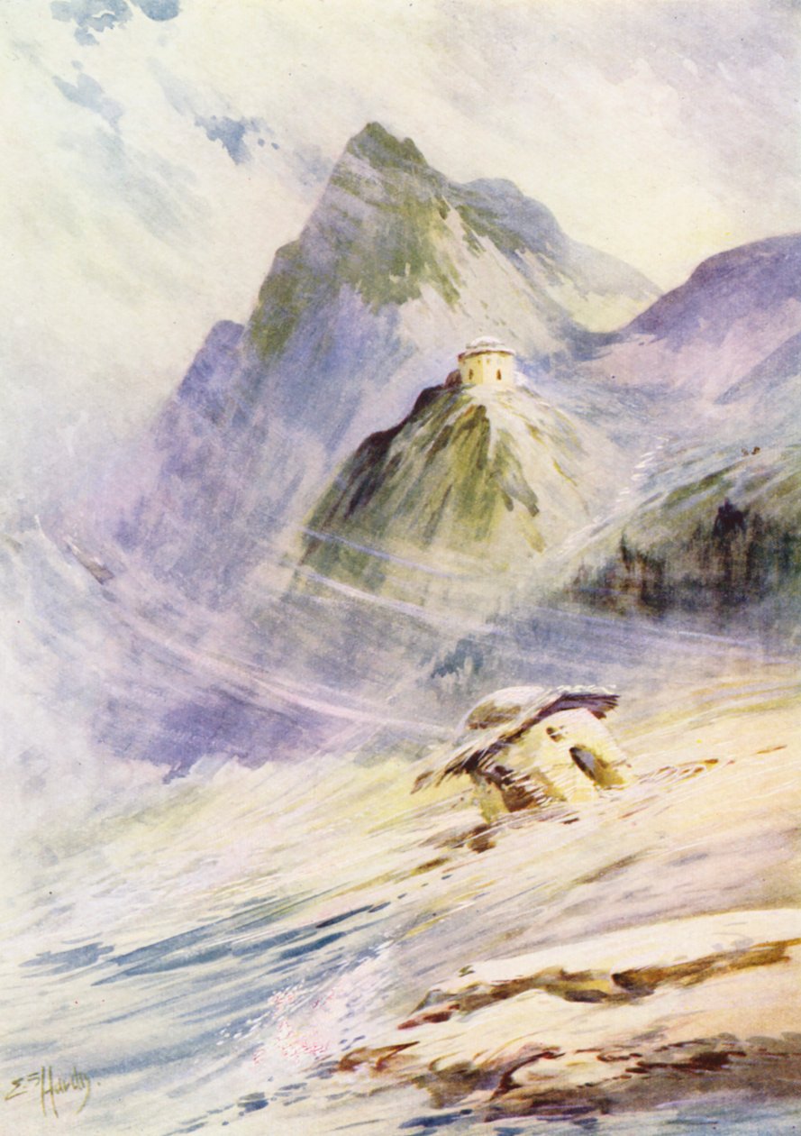 Przypowieść o dwóch domach (kolorowa litografia) autorstwa Evelyn Stuart Hardy