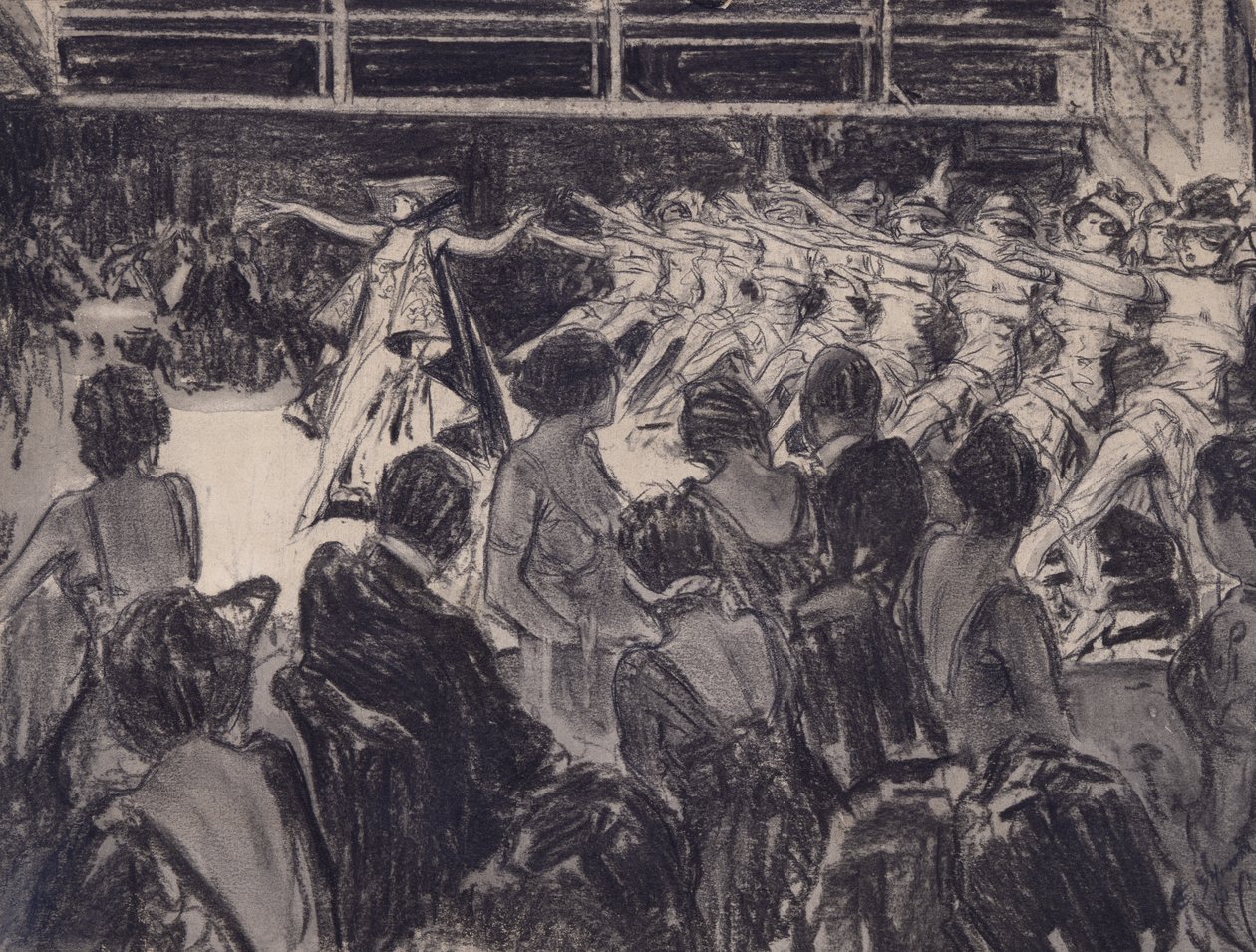 Scena kabaretowa (węgiel na przygotowanym papierze) autorstwa Everett Shinn
