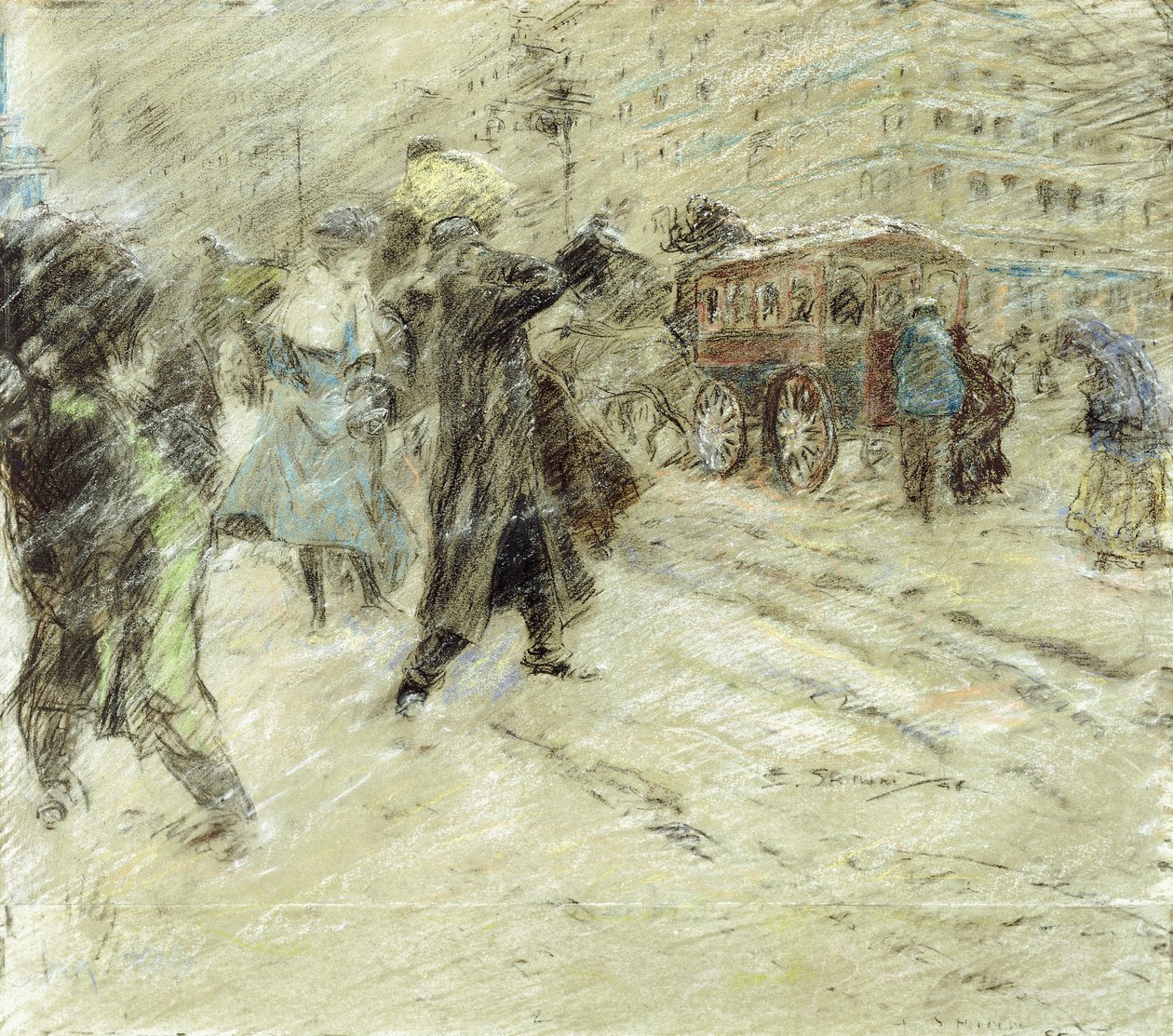 Burza śnieżna, Madison Square, Nowy Jork autorstwa Everett Shinn