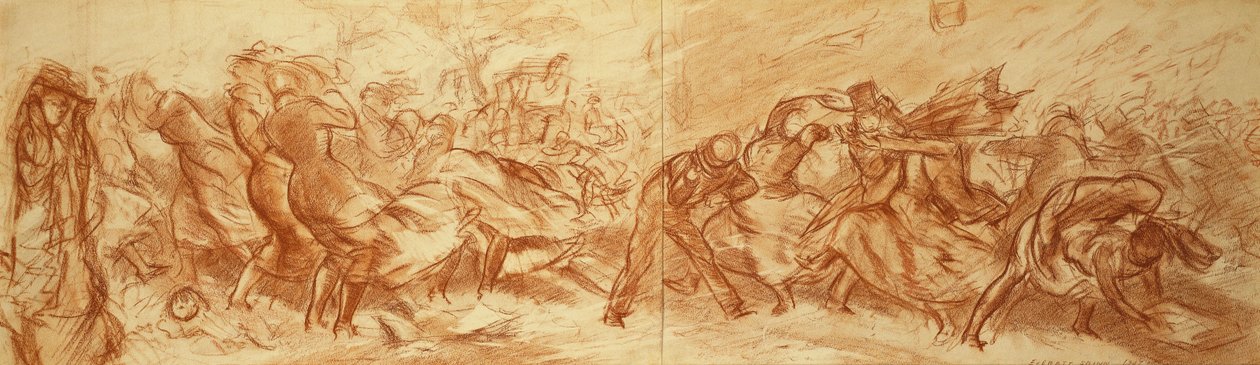 Windswept Street, Nowy Jork, ok. 1907 (olej na płótnie) autorstwa Everett Shinn