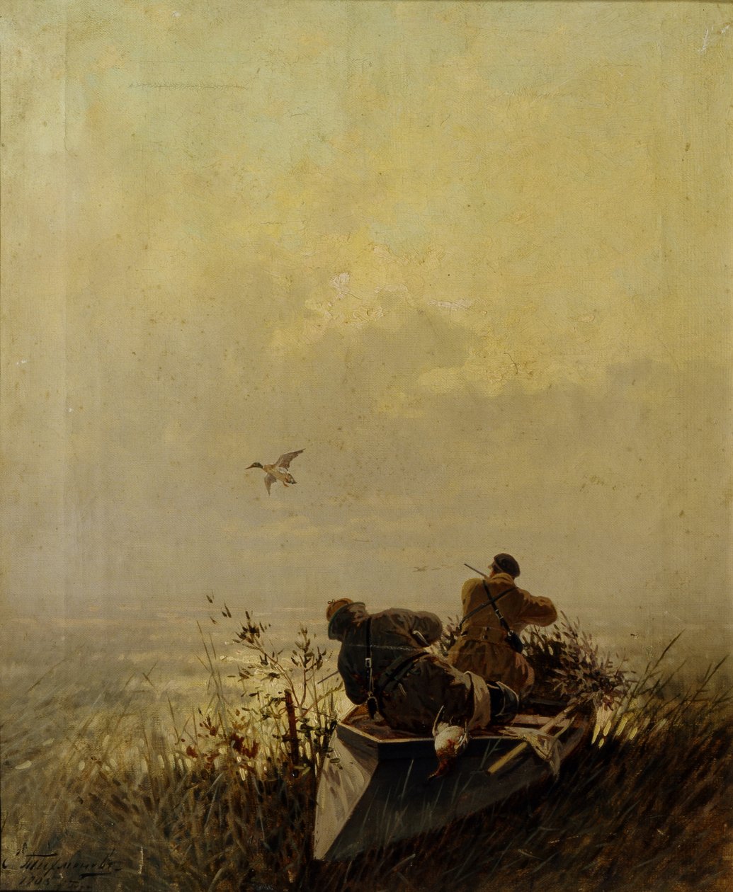 Polowanie na kaczki, 1905 autorstwa Evgeny Alexandrovich Tichmenev