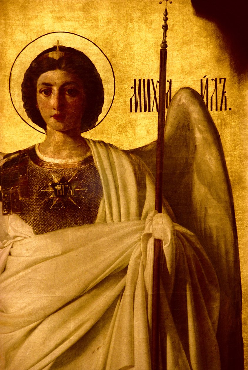 Szczegół ikonostasu przedstawiający Archanioła św. Michała, 1861 olej na desce zob. 248115, 248116 i 252660 autorstwa Evgraf Sorokine