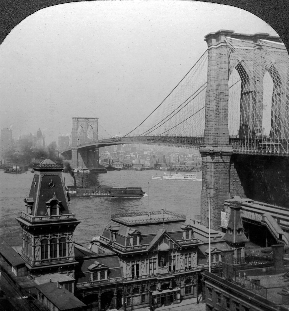 Most Brookliński, Nowy Jork, USA. autorstwa Excelsior Stereoscopic Tours