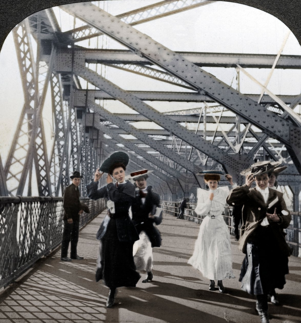 Promenada, most Williamsburg, Nowy Jork, USA, ok. 1900 autorstwa Excelsior Stereoscopic Tours