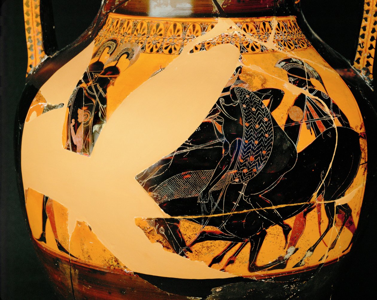 Scena walki. Amfora z czarnymi figurami, taka sama jak 10-03-03/48 ... autorstwa Exekias Exekias