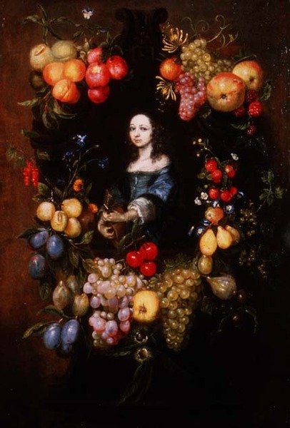Portret młodej damy grającej na gitarze (panel) autorstwa Eykens or Ijkens Catharina Ykens