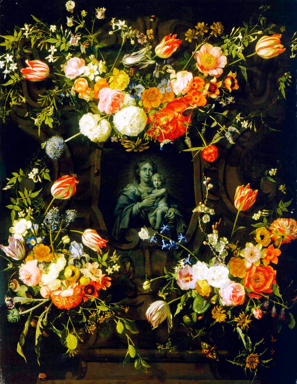 Madonna Otoczona Kwiatami, 1662 autorstwa Eykens or Ijkens Ykens