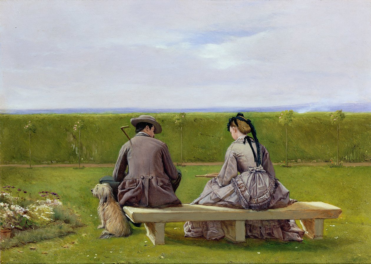 Ławka nad morzem (deska) autorstwa Eyre Crowe