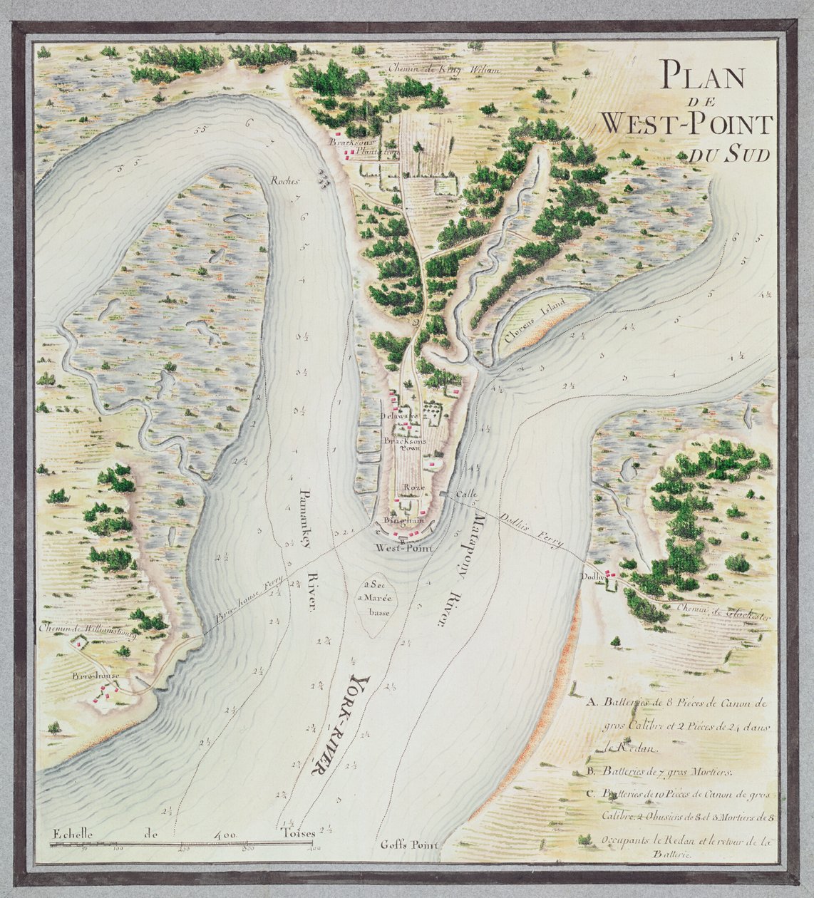 Mapa południowego West-Point w stanie Wirginia z 