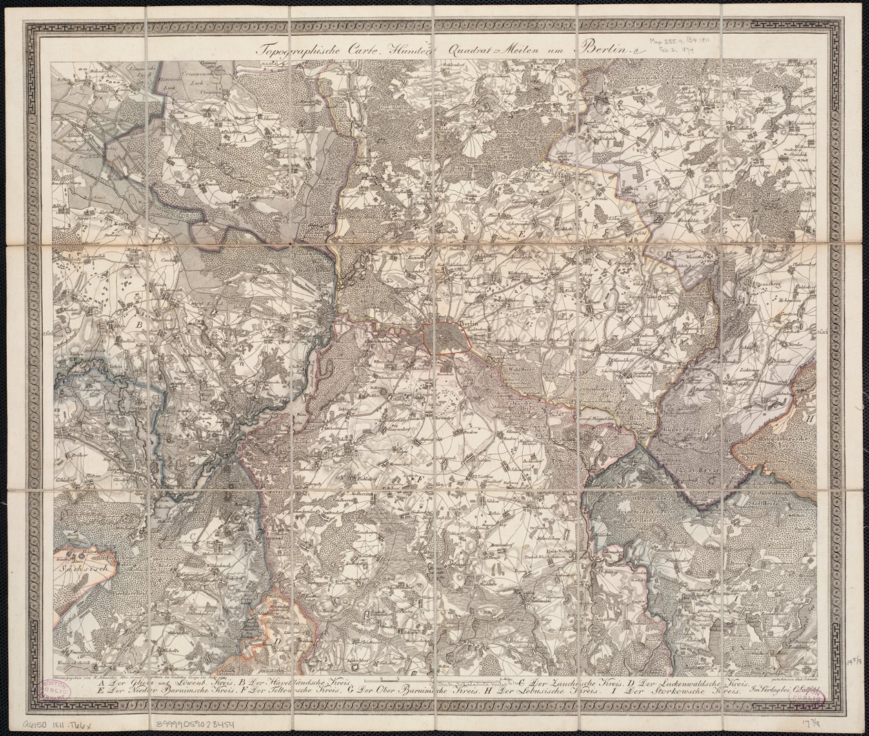 Mapa topograficzna Sto mil kwadratowych wokół Berlina autorstwa F. Schneider
