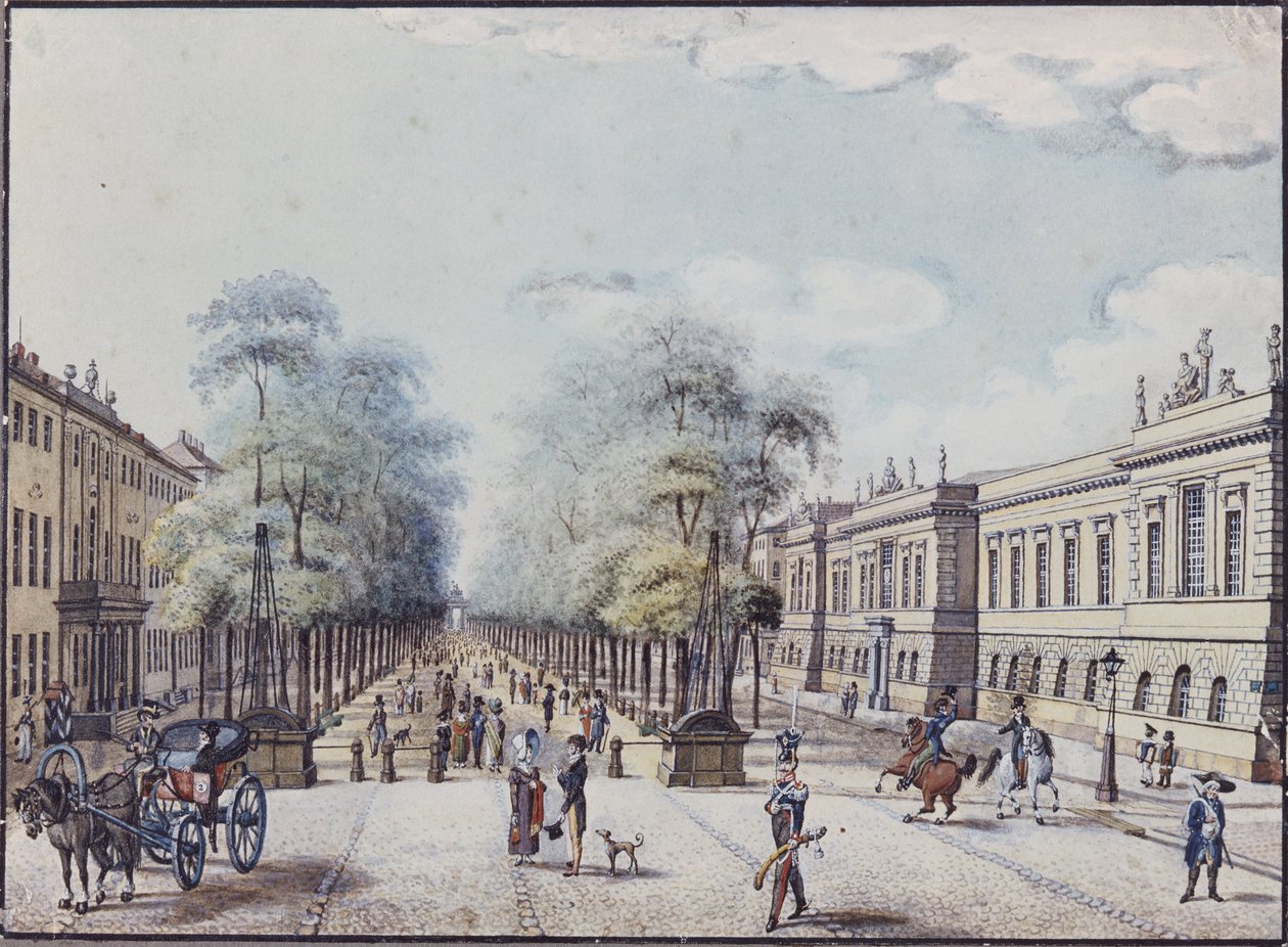 Lipa z Akademią, Berlin (pióro i atrament i toaleta na papierze) autorstwa F.A. Calau