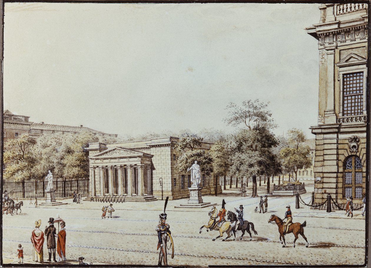 Nowa Strażnica, obok Zbrojowni, Berlin (pióro i atrament i toaleta na papierze) autorstwa F.A. Calau