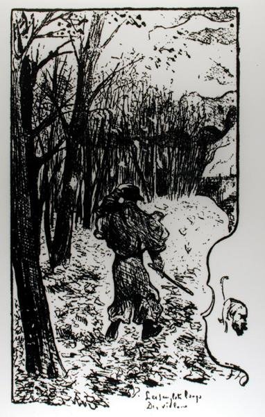 Verlaine w jesiennym krajobrazie, ilustracja z Impression dAutomne: Les Sanglots Longs Paula Verlaine
