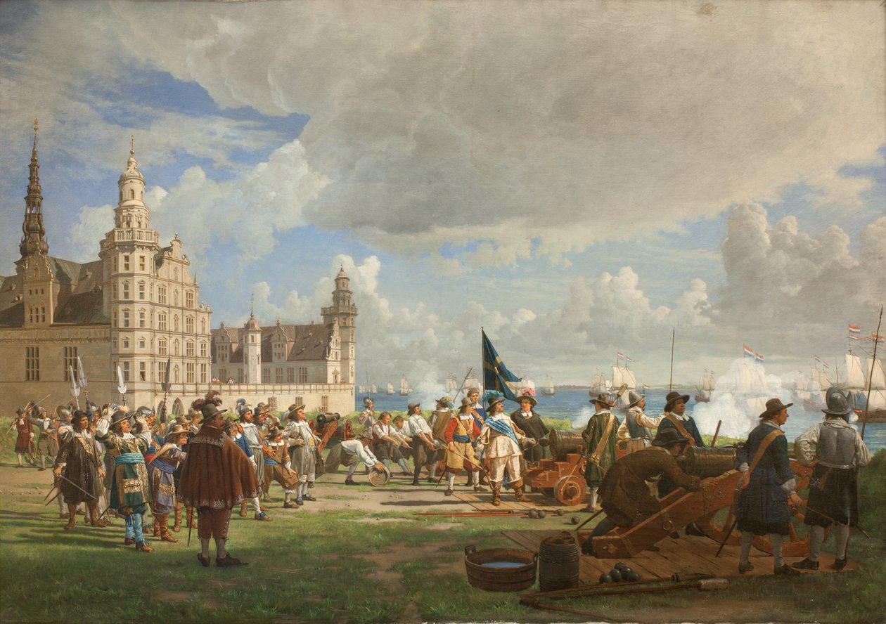 Holenderska flota pod dowództwem admirała Opdama mija Sund 29 października 1658 podczas wojny szwedzkiej 1657-60 autorstwa F.C. Lund