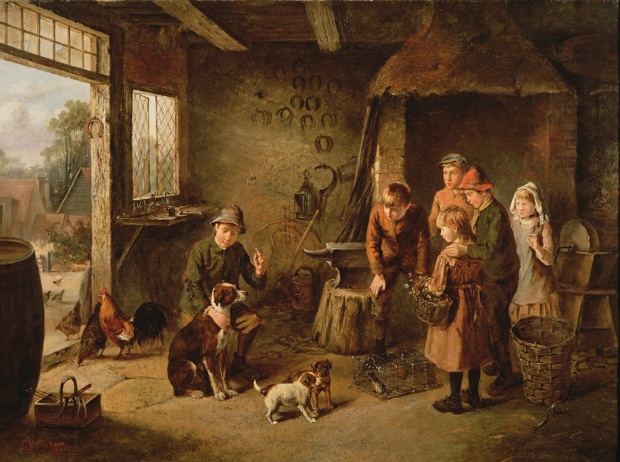 Dzień w kuźni, 1887 autorstwa F.G. Pasmore