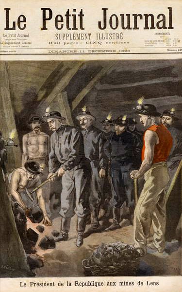 Felix Faure (1841-99) Prezydent Republiki, w Kopalniach w Lens, z Le Petit Journal, 11 grudnia 1898 autorstwa F.L. and Tofani, Oswaldo Meaulle
