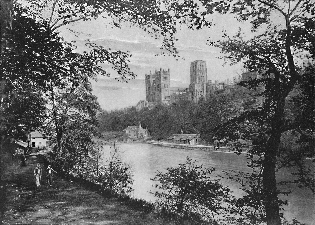 „Katedra w Durham, z mostu Prebenda”, c1896 autorstwa FW Morgan