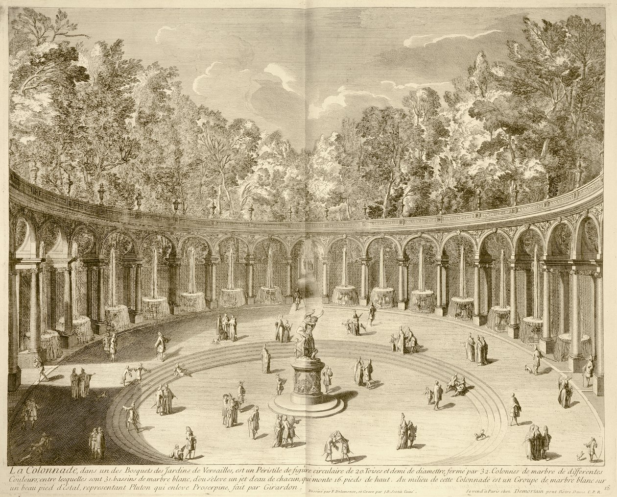 La Colonnade, Wersal, ok. 1715 (rycina) autorstwa F. (after) Delamonce