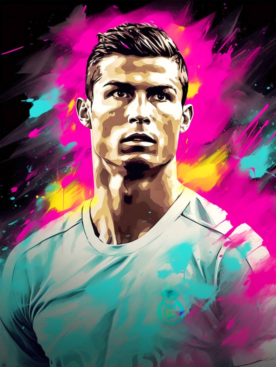 Abstrakcyjny obraz akrylowy, Cristiano Ronaldo na płótnie, grafika ścienna autorstwa F. Abderrahim