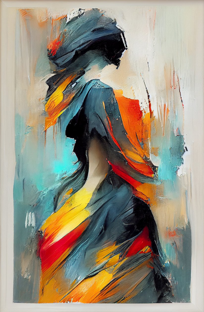 Abstrakcyjny impresjonistyczny obraz olejny przedstawiający tańczącą kobietę, Canvas Prints autorstwa F. Abderrahim