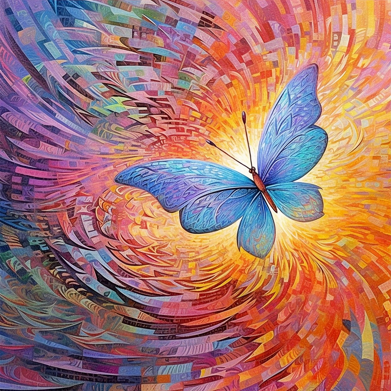 Motyl abstrakcyjny kolorowy obraz Generatywna sztuczna inteligencja Metamorfoza plakat autorstwa F. Abderrahim