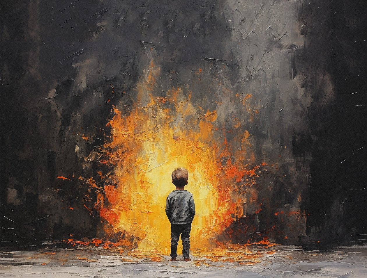 Minimalistyczny obraz pędzlem impasto, Niewinny portret, grafika ścienna autorstwa F. Abderrahim