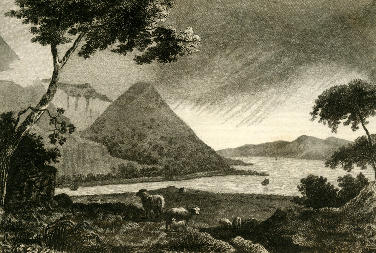 „Widok na prom Ballyhulish”, koniec XVIII wieku autorstwa F Cary