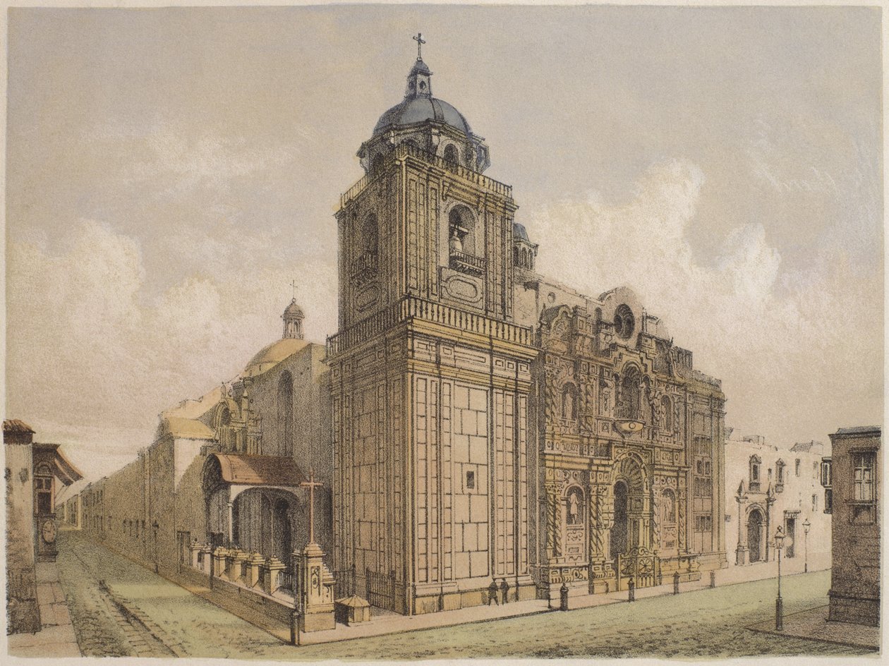Kościół La Merced, Lima, ilustracja z "Geografii Peru" autorstwa Mariano, Felipe Paz Soldan (1821-86) tablica XXV, 1863 autorstwa F. Delamare