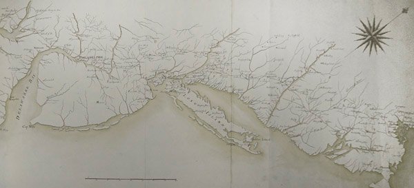 Ogólna mapa obozów i przemarszów armii w Ameryce na rozkaz Rochambeau, fragment prawej strony, z 