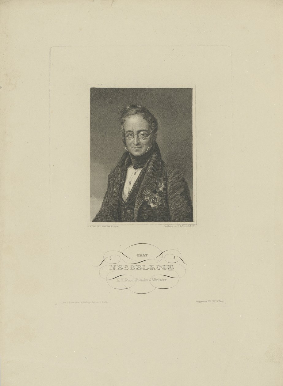 Portret hrabiego Karla Roberta Nesselrode 1780-1862, 1832. autorstwa F. L. Lehmann