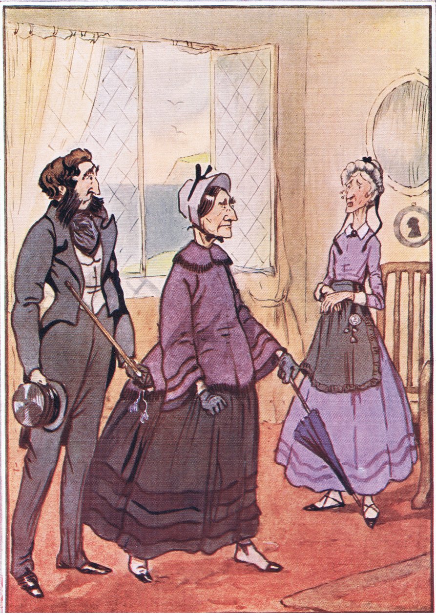 Wyszli wyniośle z chaty, ilustracja z Davida Copperfielda, 1914 autorstwa F. M. B. Blaikie